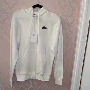 Nike Men's White Hoodie Sweater with Black Logo